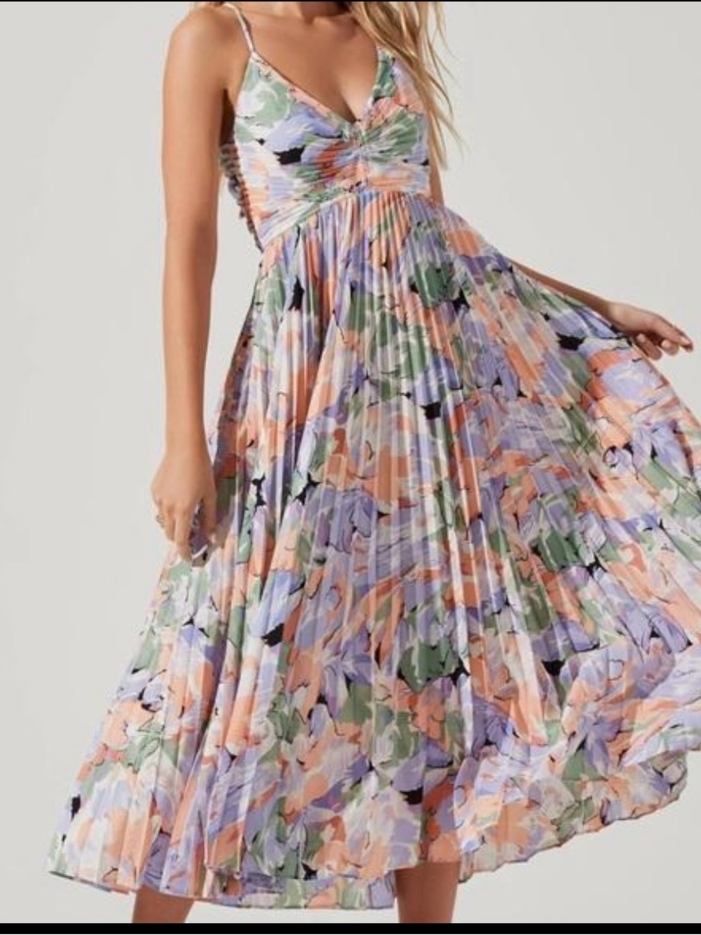 ASTR the Label, Blythe Floral Plisse Floral Midi Dress